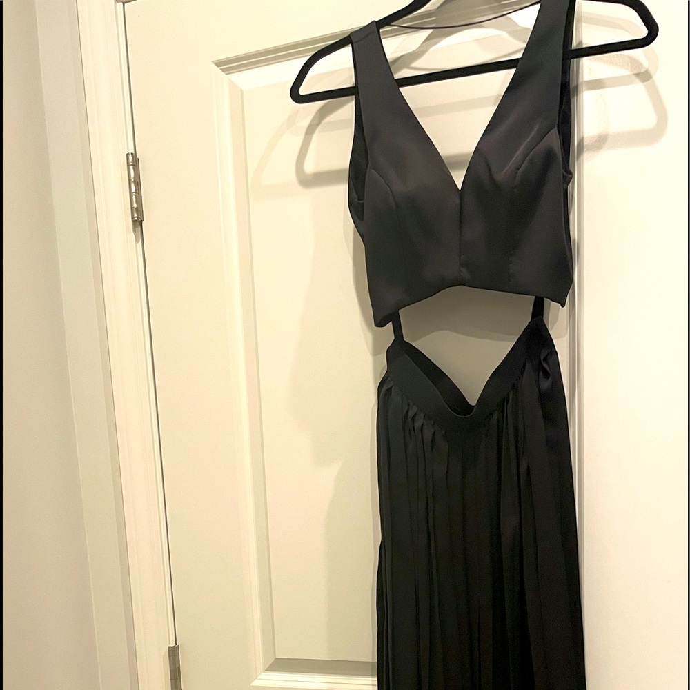 Sandro Paris Sz 2 Black silk crop top with skirt